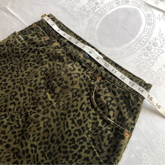 Zara Olive Green Animal Print Leopard Mini Jeans Denim Skirt Women’s Size M - Picture 11 of 16